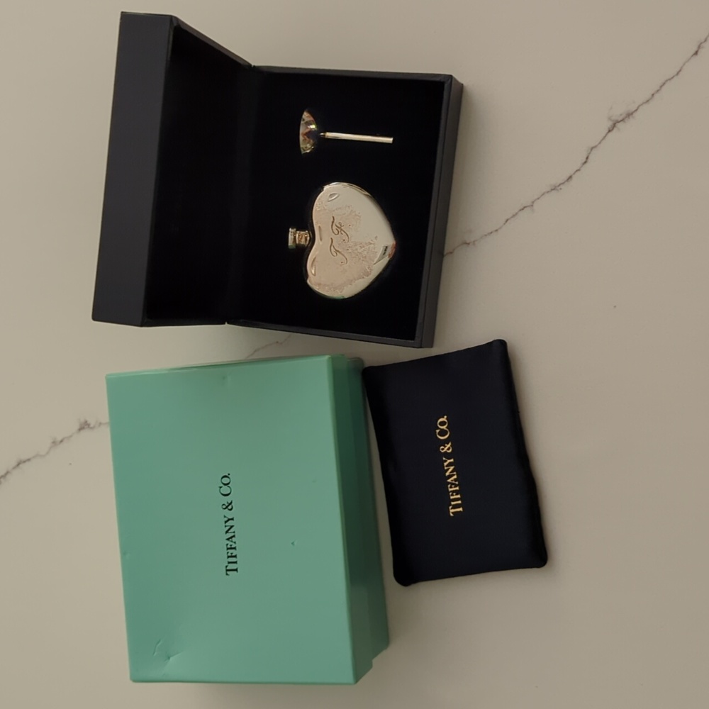 Tiffany and Co heart shaped perfume bottle flask